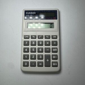 Casio HS-10 Electronic Calculator Vintage 1980s White Compact Portable Thailand